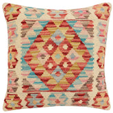 handmade Traditional Pillow Red Blue Hand-Woven SQUARE 100% WOOL  Hand woven turkish pillow  2 x 2